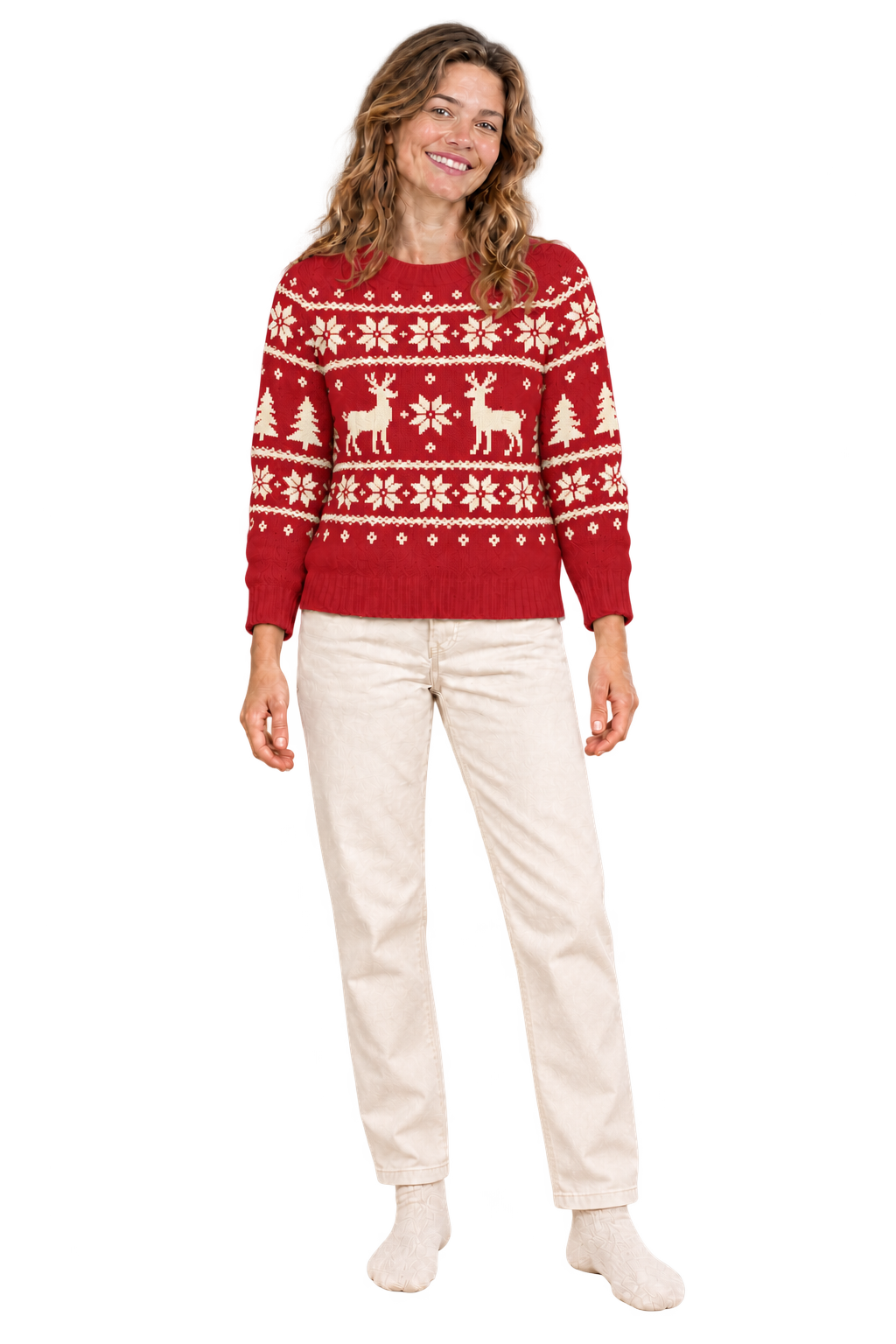Le pull Rouge Noël — vue IA conceptuelle de face